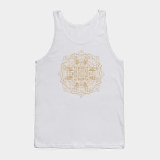 Elegant White & Gold Mandala Hand Drawn Design Tank Top